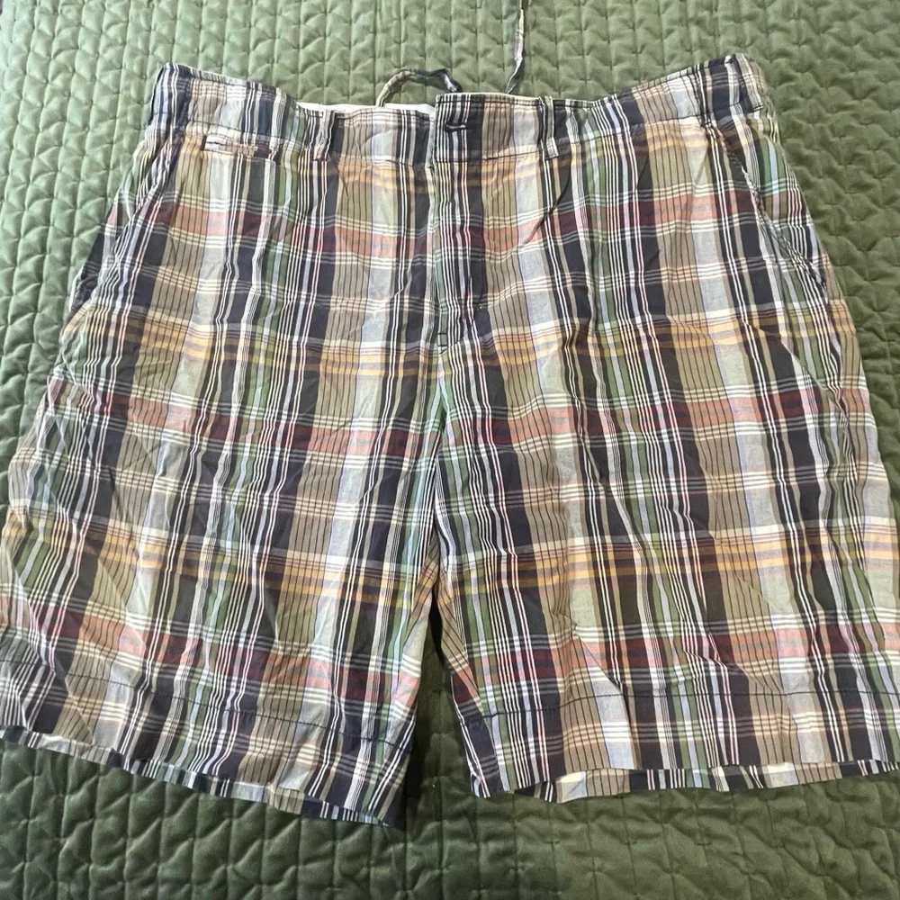 Polo by Ralph Lauren Mens Plaid‎ Green Navy Madras Shorts Size 44B